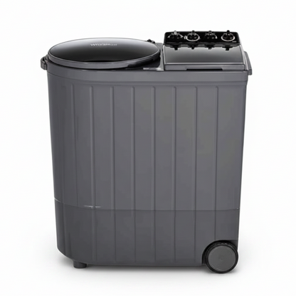 Gray portable washing machine on a white background