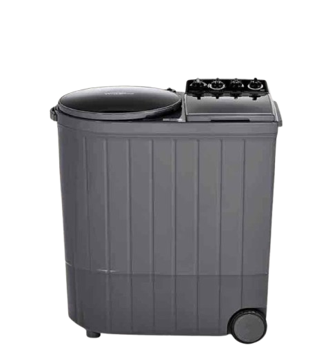 Gray portable washing machine on a white background